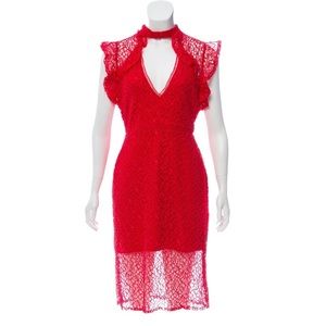 Alexis Red Cutout Lace Halley Midi Pencil Dress